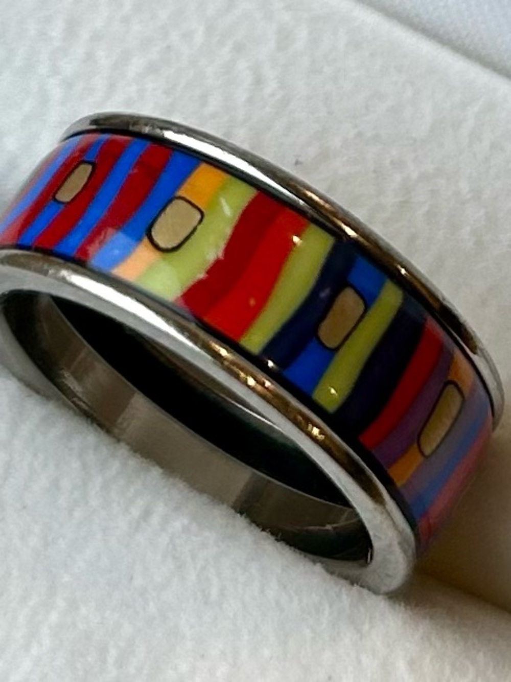 FREYWILLE Ring 💍 - Hundertwasser “Spiral of Life” Miss Ring Fire Enamel Silver - Picture 2 of 13